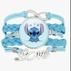Stitch Woven Love Cuff Bracelet Infiniti Adjustable Blue and Silver Brand New